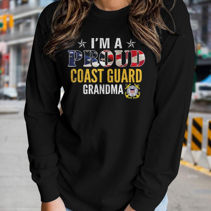 Im A Proud Coast Guard Grandma American Flag Gift Veteran Women Graphic Long Sleeve T-shirt Gifts for Her