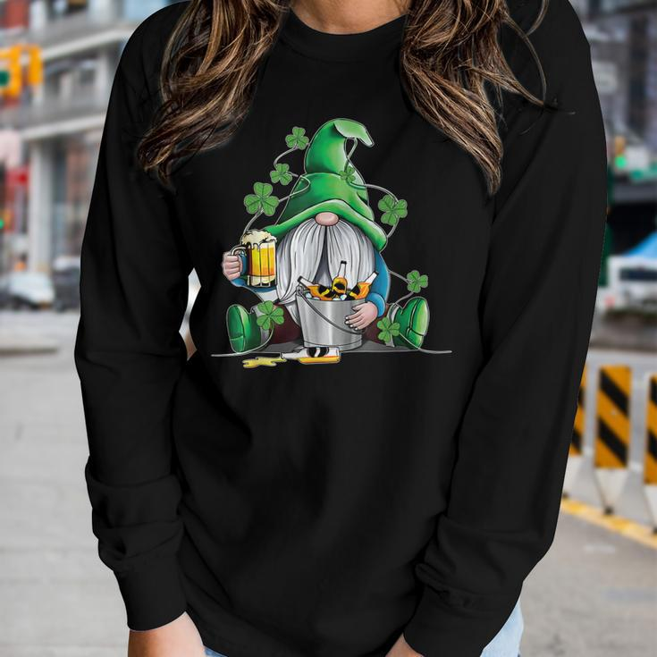 Irish Gnome Drink Beer Lucky Shamrock Gnome St Patricks Day V2 Women Graphic Long Sleeve T-shirt Gifts for Her