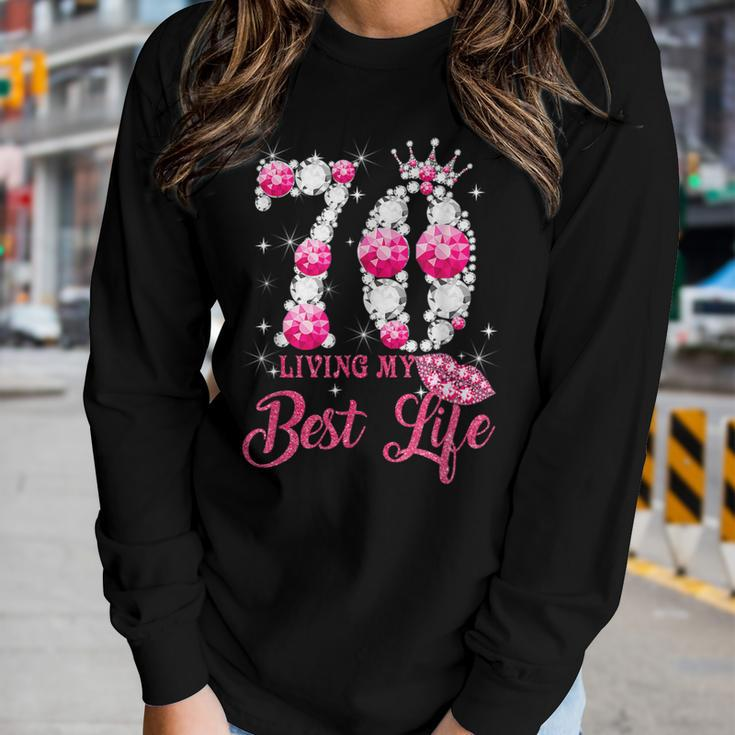 Its My 70Th Birthday Queen 70 Years Old Shoes Crown Diamond Women Long Sleeve T-shirt Gifts for Her