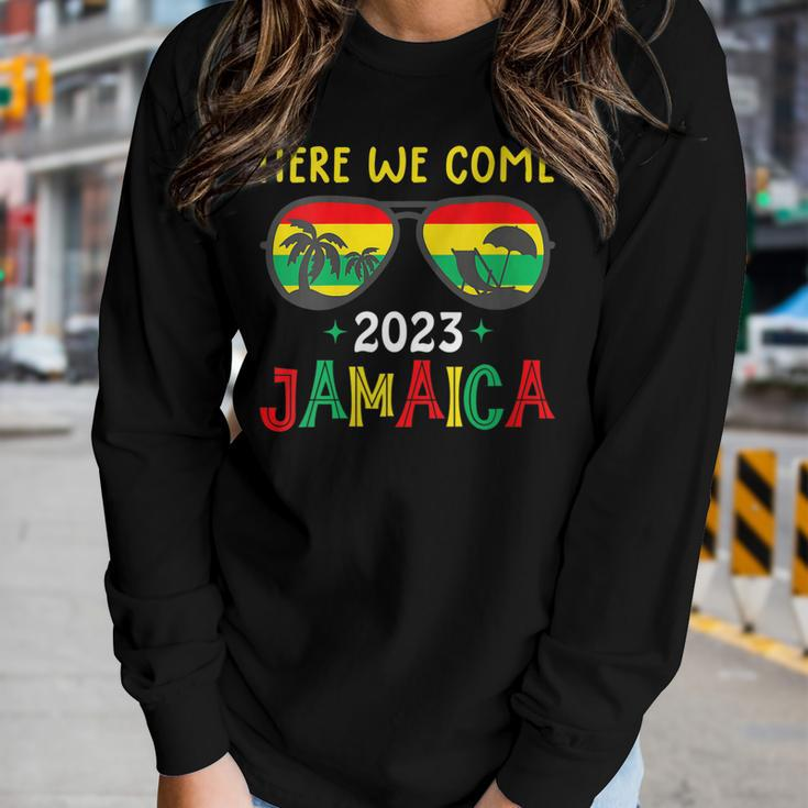 Womens Jamaica 2023 Here We Come Matching Family Dream Vacation Women Long Sleeve T-shirt Gifts for Her