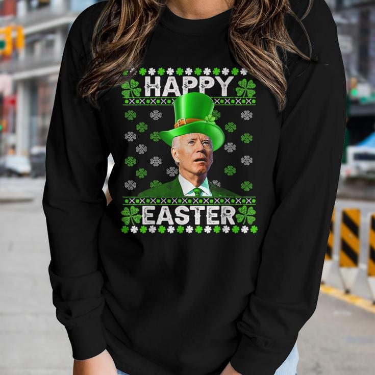 Joe Biden Easter Confused St Patricks Day Men Women Funny Women Graphic Long Sleeve T-shirt Gifts for Her