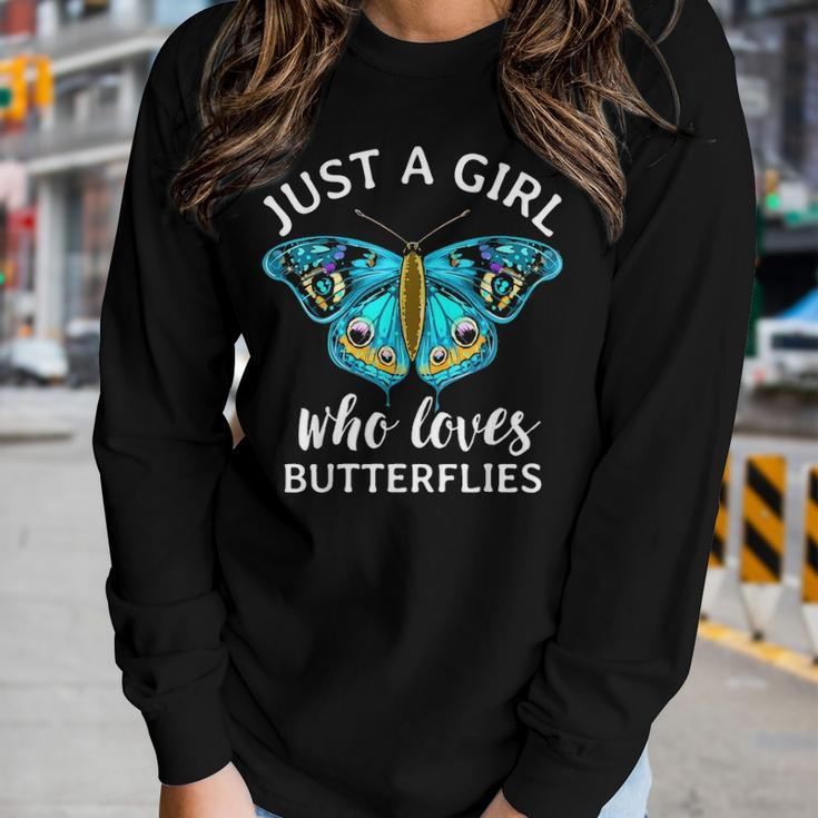 Just A Girl Who Loves Butterflies Butterfly Mom Monarch Gift Women Graphic Long Sleeve T-shirt Gifts for Her