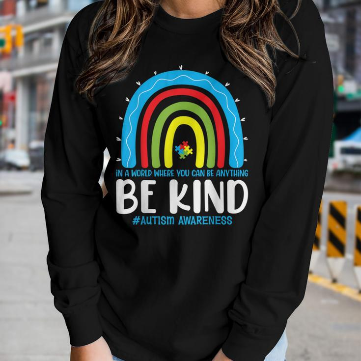 Be Kind Autism Awareness Rainbow Leopard Choose Kindness Women Long Sleeve T-shirt Gifts for Her