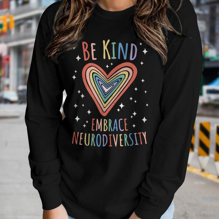 Be Kind Embrace Neurodiversity Heart – Adhd Asd Autism Women Long Sleeve T-shirt Gifts for Her
