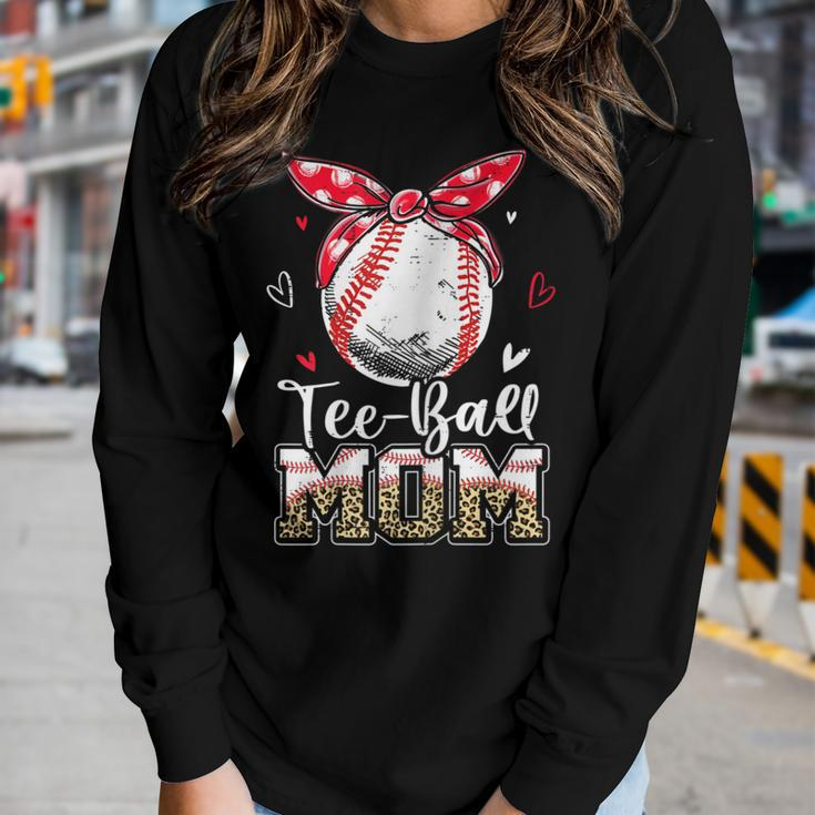 Womens Leopard -Ball Mom Cute Tball Ball Mom Women Long Sleeve T-shirt Gifts for Her