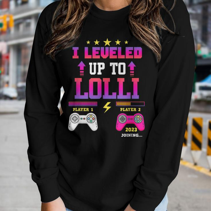 I Leveled Up To Lolli Future Mom Level Unlocked Est 2023 Women Long Sleeve T-shirt Gifts for Her