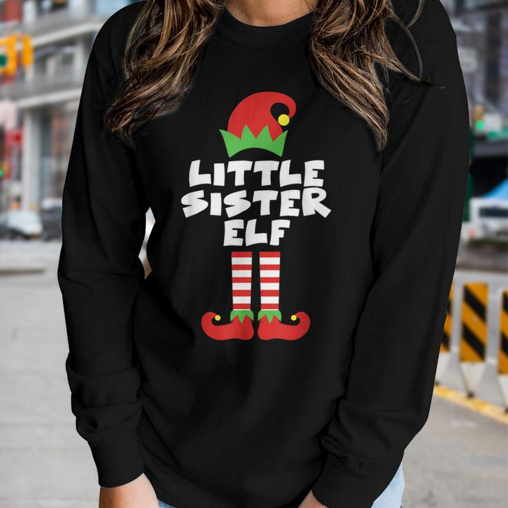 Little Sister Elf Matching Family Christmas Adorable Costume Women Long Sleeve T-shirt Gifts for Her