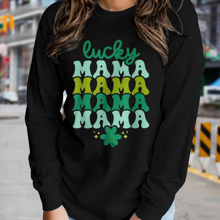 Lucky Mama Leaf Clover St Patricks Day Women Women Long Sleeve T-shirt Gifts for Her