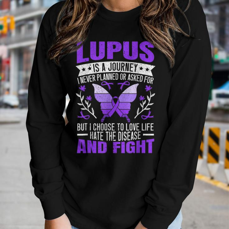 Lupus Awareness Butterfly Wear Purple Sle Autoimmune Disease Women Long Sleeve T-shirt Gifts for Her