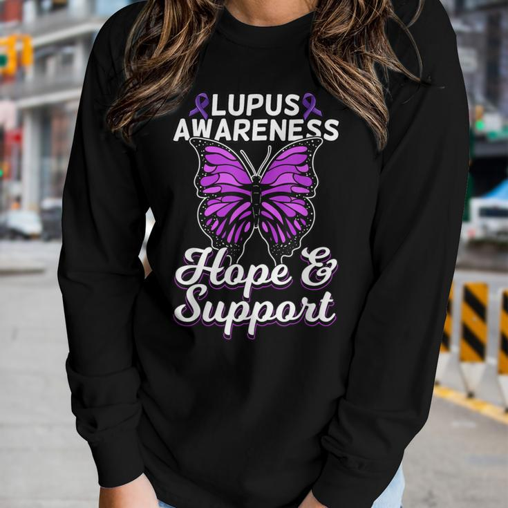 Lupus Awareness Shirt Butterfly Ribbon World Lupus Day Women Long Sleeve T-shirt Gifts for Her