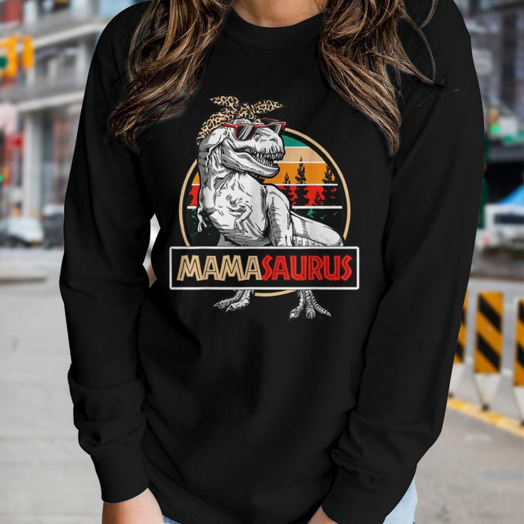 Mamasaurus Dinosaur Mom Vintage Leopard Bandana Mother Women Long Sleeve T-shirt Gifts for Her