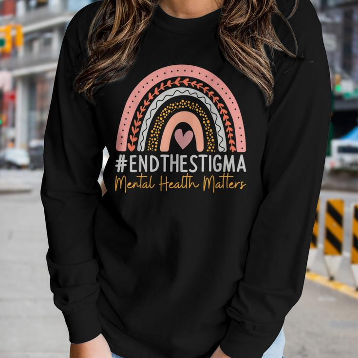 Mental-Health Matters End The Stigma Rainbow Boho Women Long Sleeve T-shirt Gifts for Her