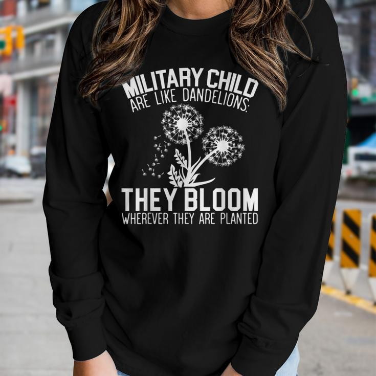 Military Child Are Like Dandelions Military Child Month Women Graphic Long Sleeve T-shirt Gifts for Her
