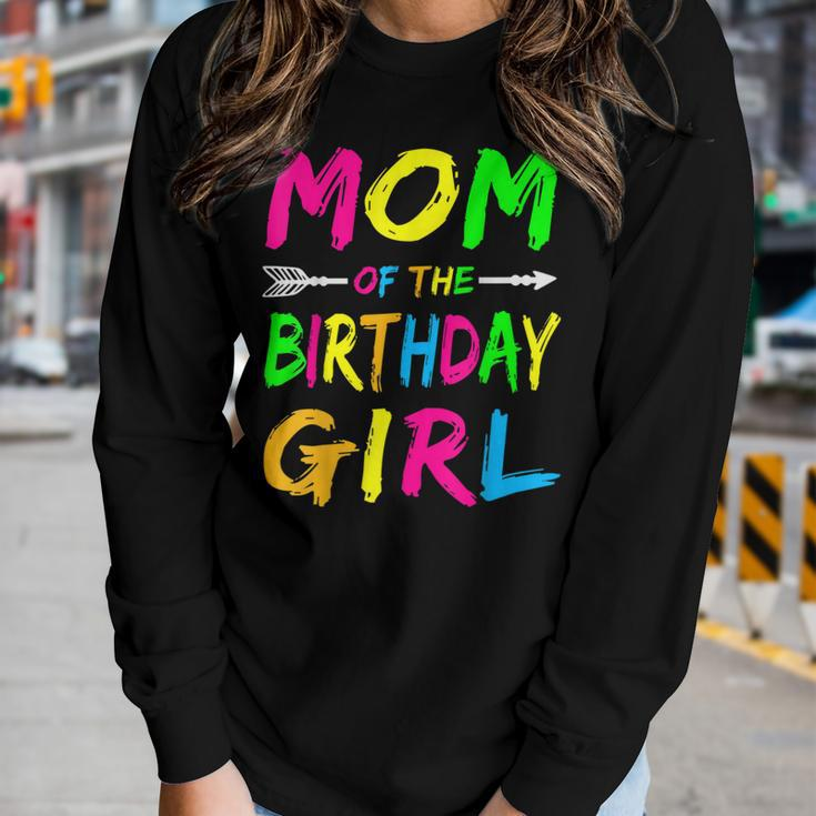Mom Of The Birthday Girl Glows Retro 80S Party Glow Women Long Sleeve T-shirt Gifts for Her