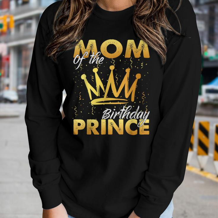 Mom Of The Birthday Prince Boys Son Birthday Theme Party Women Long Sleeve T-shirt Gifts for Her