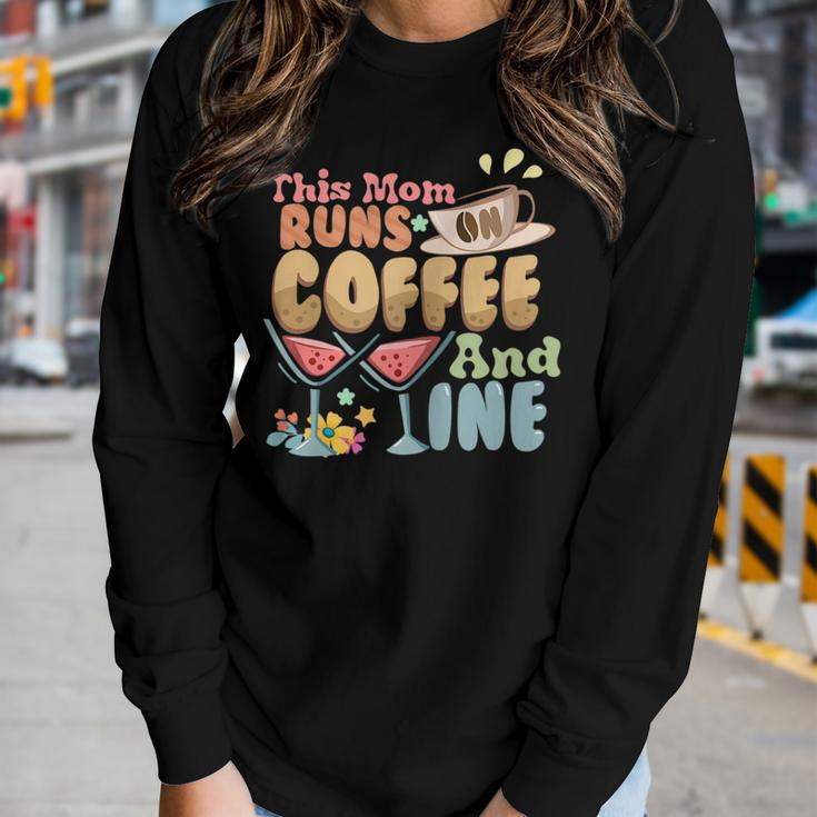Womens This Mom Runs On Coffee And Wine Women Long Sleeve T-shirt Gifts for Her
