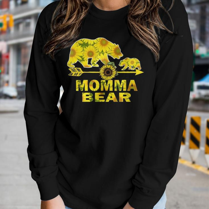 Momma Bear Sunflower Funny Mother Father Gift Women Graphic Long Sleeve T-shirt Gifts for Her