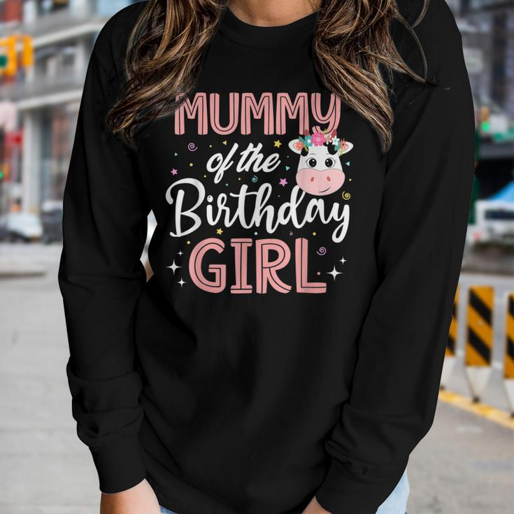 Mommy Of The Birthday Girl Cow Farm Birthday Party Mom Mama Women Long Sleeve T-shirt Gifts for Her