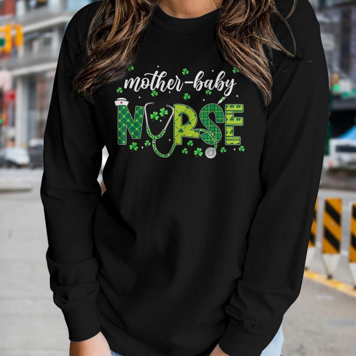 Mother Baby Nurse Postpartum Nurse St Patricks Day Women Graphic Long Sleeve T-shirt Gifts for Her