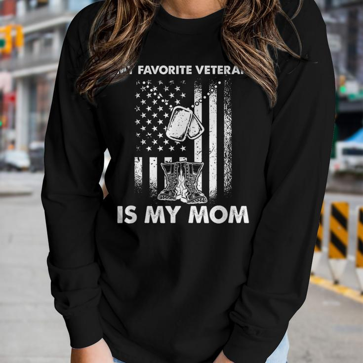 My Favorite Veteran Is My Mom - Us Flag Veteran Mother Women Graphic Long Sleeve T-shirt Gifts for Her