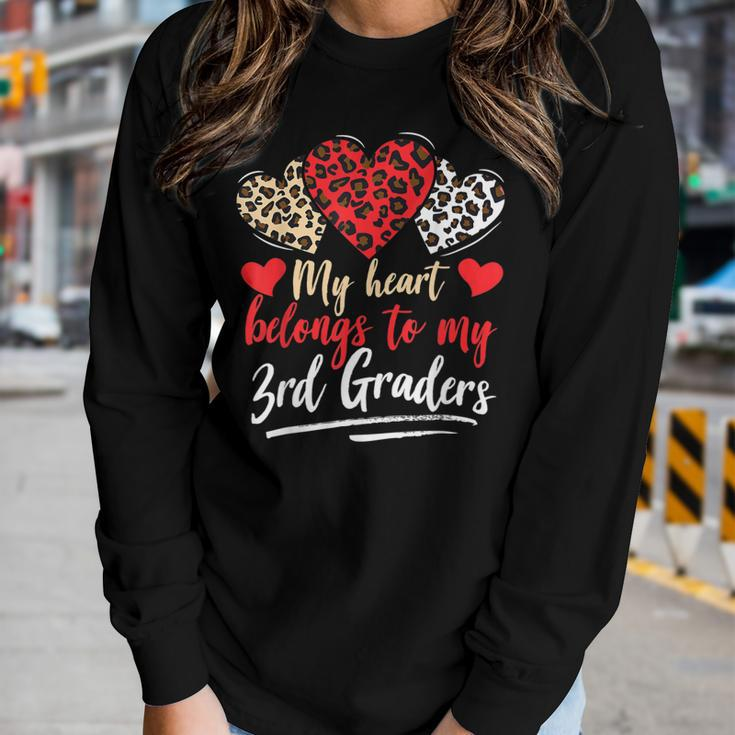 My Heart Belongs To Grader Valentines Day 3Rd Grade Teacher Women Graphic Long Sleeve T-shirt Gifts for Her