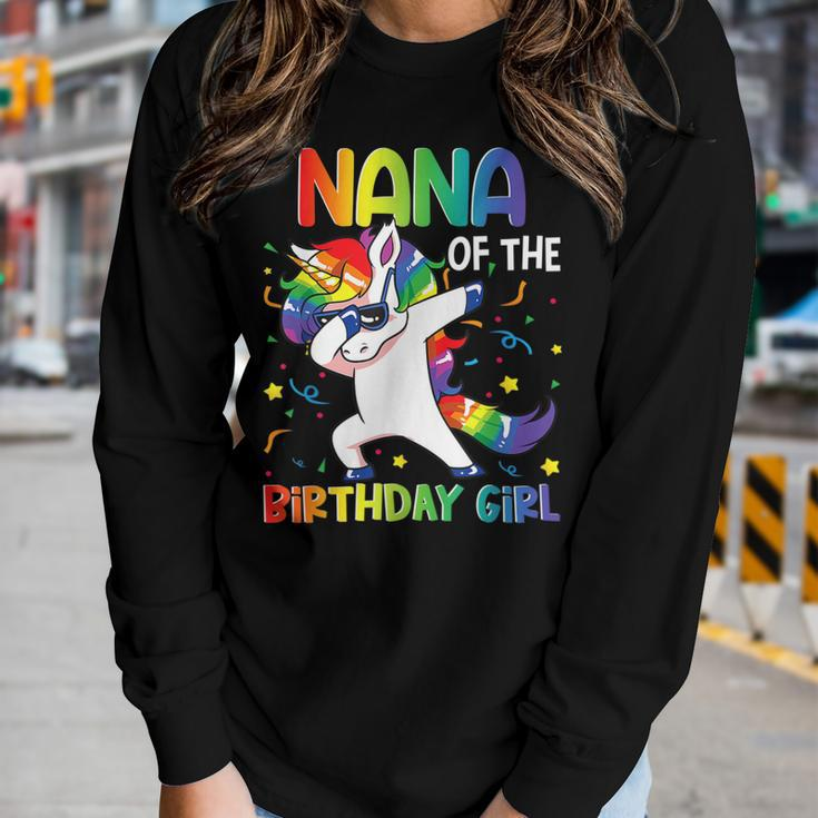 Nana Of The Birthday Party Gifts Girl Dabbing Unicorn Women Graphic Long Sleeve T-shirt Gifts for Her