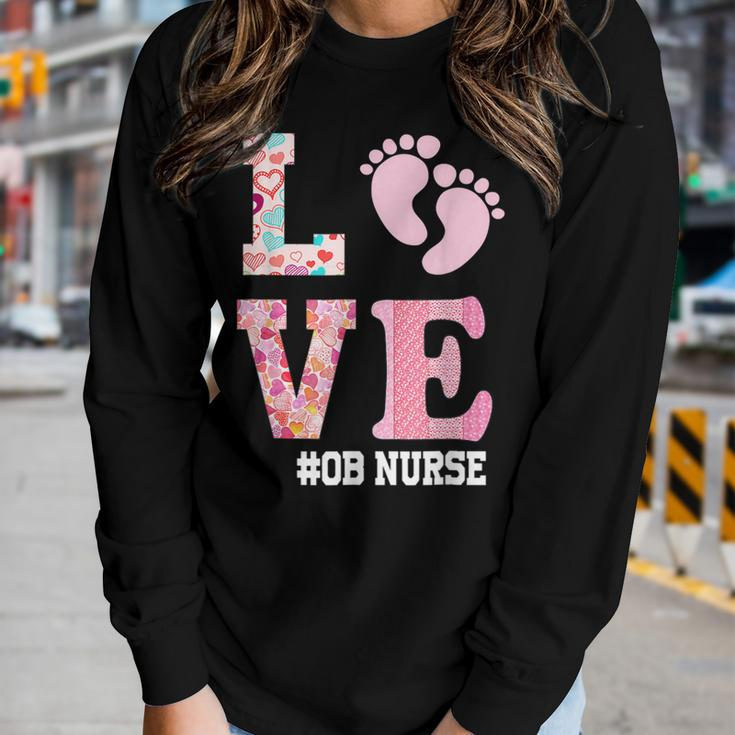 Ob Nurse Valentines Day Delivery Labor Nursing Lovers V2 Women Graphic Long Sleeve T-shirt Gifts for Her