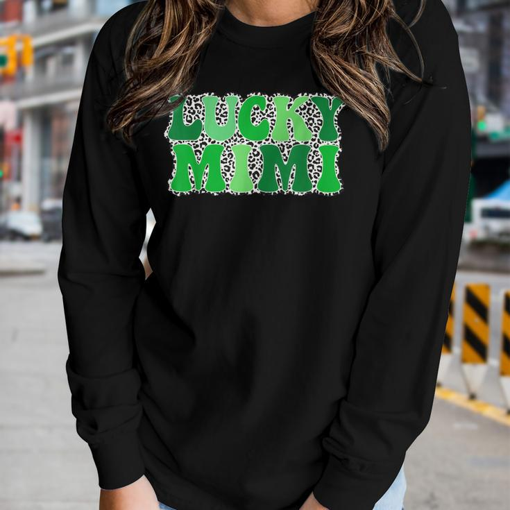 One Lucky Mimi Grandma Retro Vintage St Patricks Day Women Graphic Long Sleeve T-shirt Gifts for Her