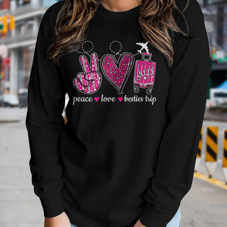 Peace Love Besties Trip 2023 Best Friend Vacation Travel Women Long Sleeve T-shirt Gifts for Her