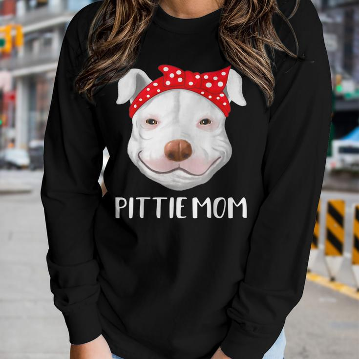 Pitbull Dog Lovers Pittie Mom Mothers Day Pit Bull Women Graphic Long Sleeve T-shirt Gifts for Her