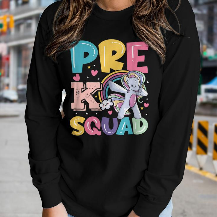 Pre K Squad Rocks First Day Back To School Primary Teacher Women Long Sleeve T-shirt Gifts for Her