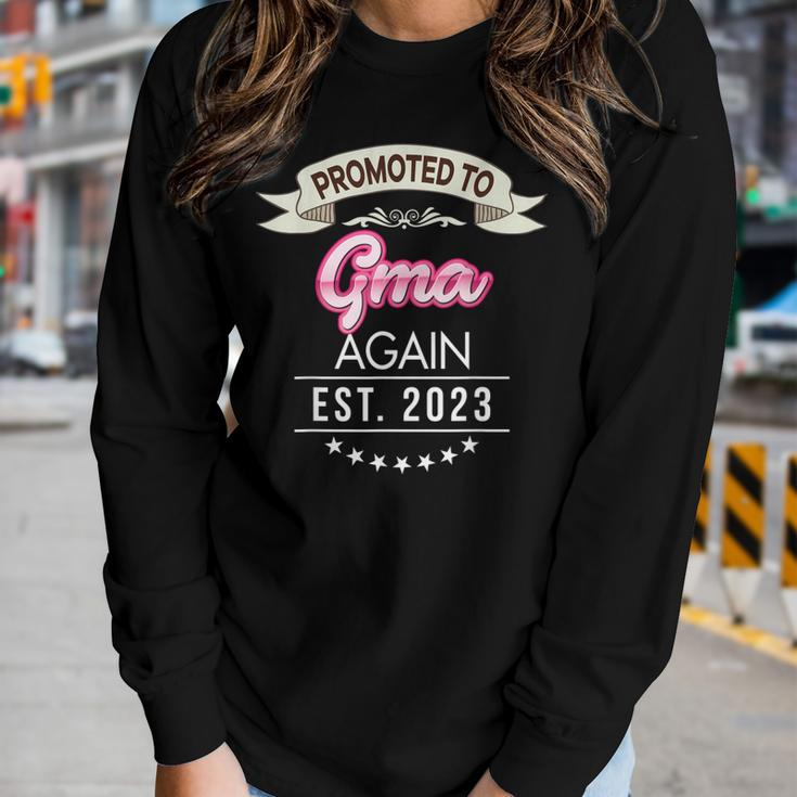 Promoted To Gma Again Est 2023 New Mom Dad Mother Father Women Long Sleeve T-shirt Gifts for Her