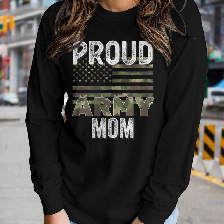 Proud Army Mom Military Soldier Camo Us Flag Camouflage Mom Women Long Sleeve T-shirt Gifts for Her