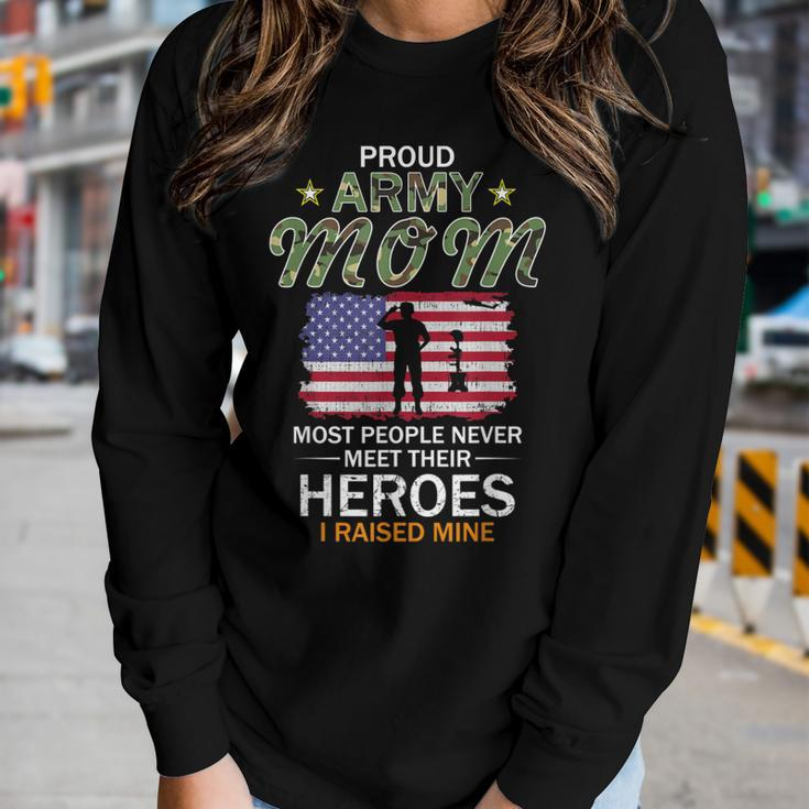 Proud Army Mom I Raised My Heroes Camouflage Graphics Army Women Long Sleeve T-shirt Gifts for Her