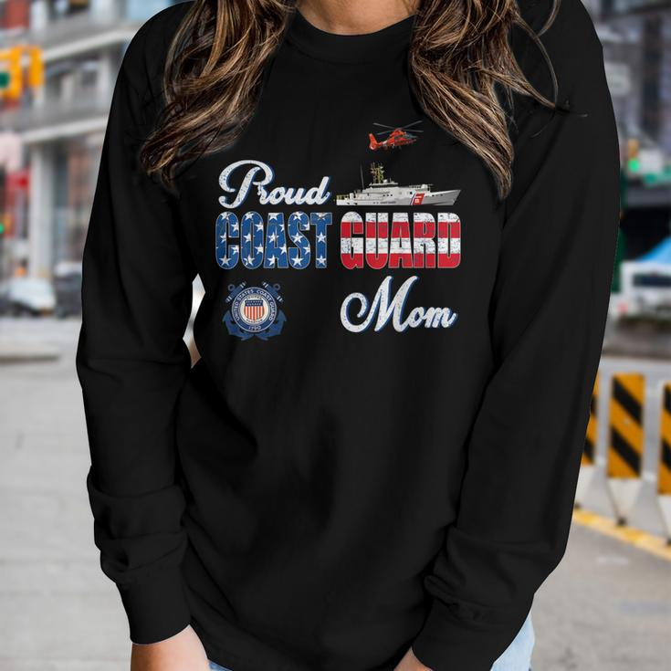 Proud Coast Guard Mom US Coast Guard Veteran Military Women Graphic Long Sleeve T-shirt Gifts for Her