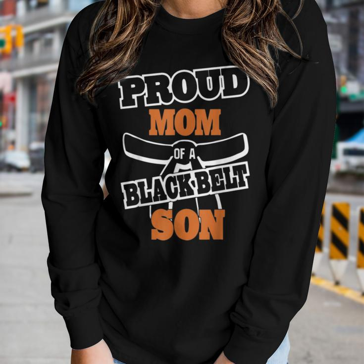 Proud Mom Of A Black Belt Son Karate Mom Women Long Sleeve T-shirt Gifts for Her