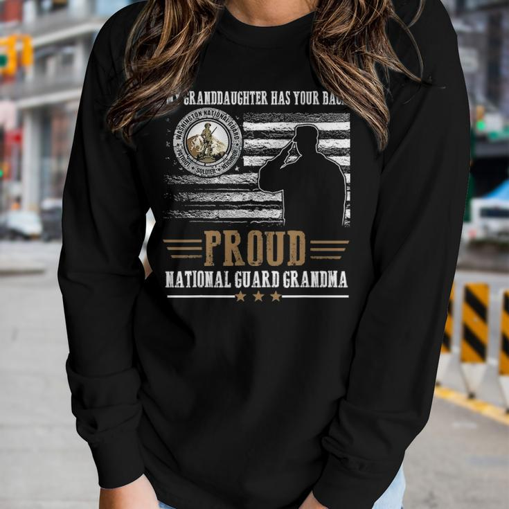 Proud National Guard Grandma My Granddaughter Has Your Back Women Graphic Long Sleeve T-shirt Gifts for Her