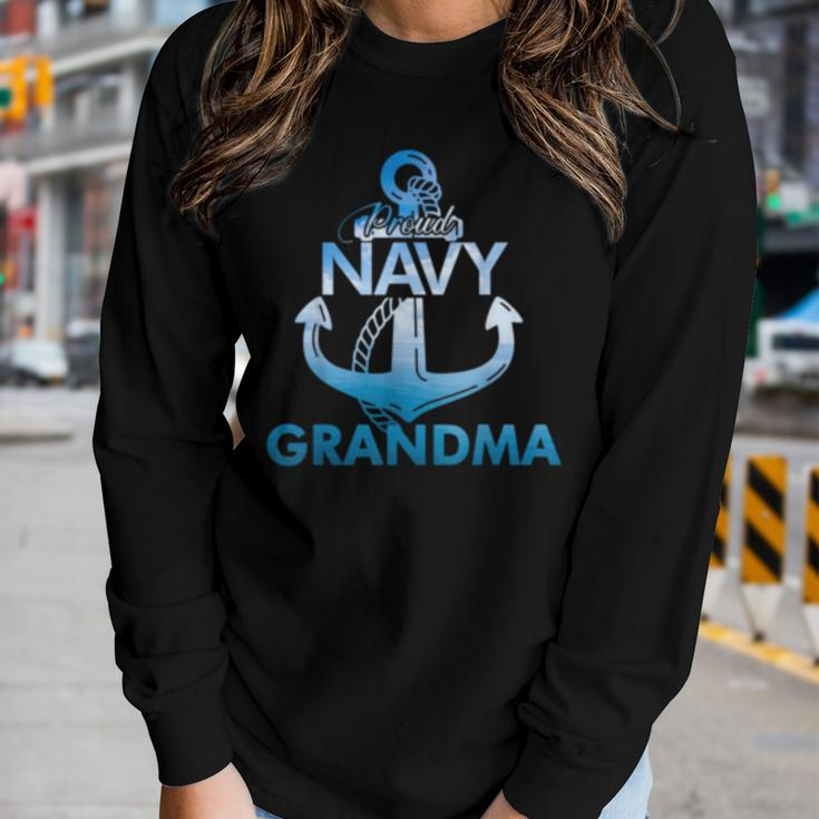 Proud Navy Grandma Gift Lover Veterans Day Women Graphic Long Sleeve T-shirt Gifts for Her