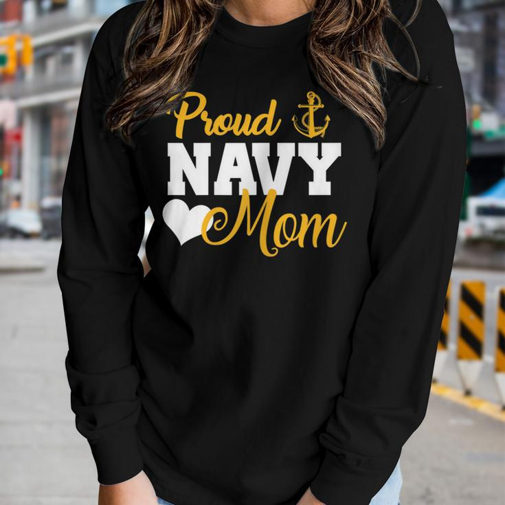 Proud Navy Mom Navy Military Parents Family Navy MomWomen Long Sleeve T-shirt Gifts for Her