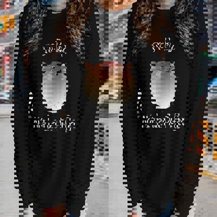 Puffer Fish One Bad Mother Puffer Pun Funny Ocean Women Graphic