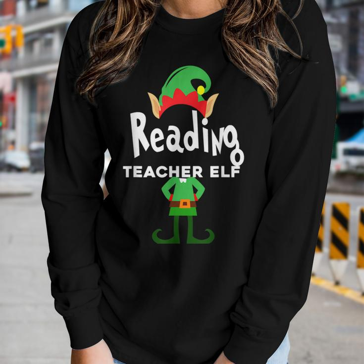 Reading Teacher Elf Family Matching ChristmasWomen Long Sleeve T-shirt Gifts for Her