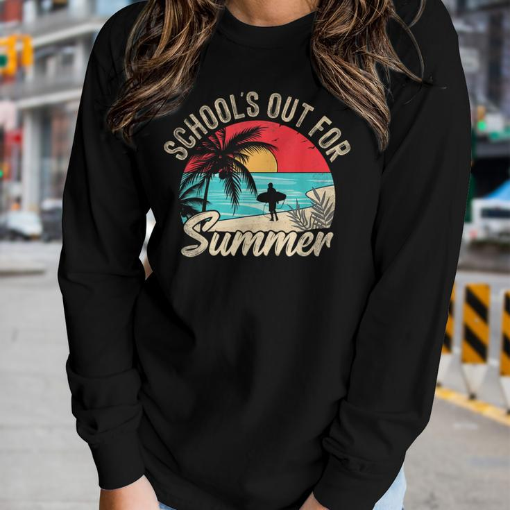 Retro Vintage Schools Out For Summer Women Kids Teacher Women Long Sleeve T-shirt Gifts for Her
