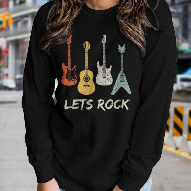 Lets Rock Rock N Roll Guitar Retro Men Women Women Long Sleeve T-shirt Gifts for Her