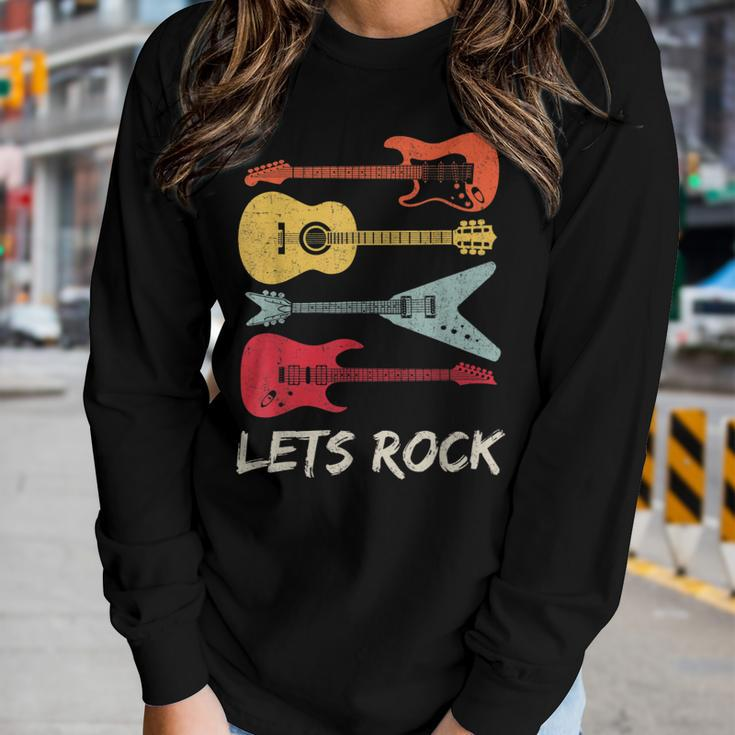 Lets Rock N Roll Guitar Retro Men Women Women Long Sleeve T-shirt Gifts for Her