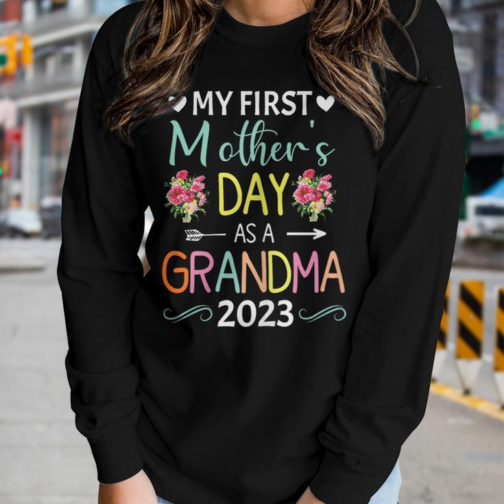 Womens Womens My First As A Grandma 2023 Women Long Sleeve T-shirt Gifts for Her
