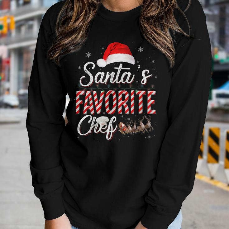 Santas Favorite Chef Santa Christmas Hat In Snow Women Long Sleeve T-shirt Gifts for Her