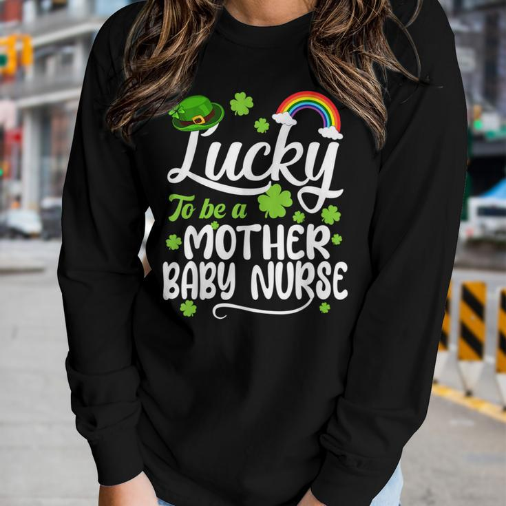Shamrocks Lucky To Be A Mother Baby Nurse St Patricks Day Women Graphic Long Sleeve T-shirt Gifts for Her