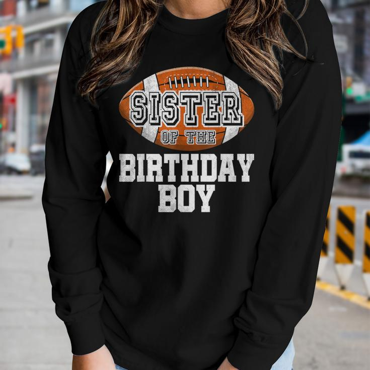 Sister Of The Birthday Boy Football Player Vintage Retro Women Long Sleeve T-shirt Gifts for Her