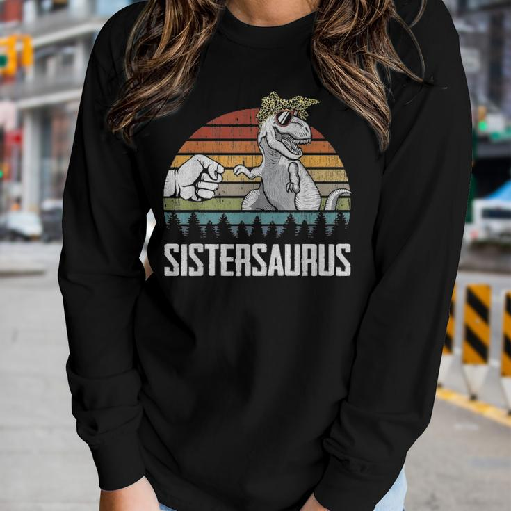 Sistersaurus Sister Dinosaurs Dad & Baby Fathers Day Gift Women Graphic Long Sleeve T-shirt Gifts for Her