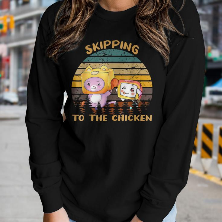 Skipping To The Retro Chicken Lanky Arts Box Videogame Women Long Sleeve T-shirt Gifts for Her